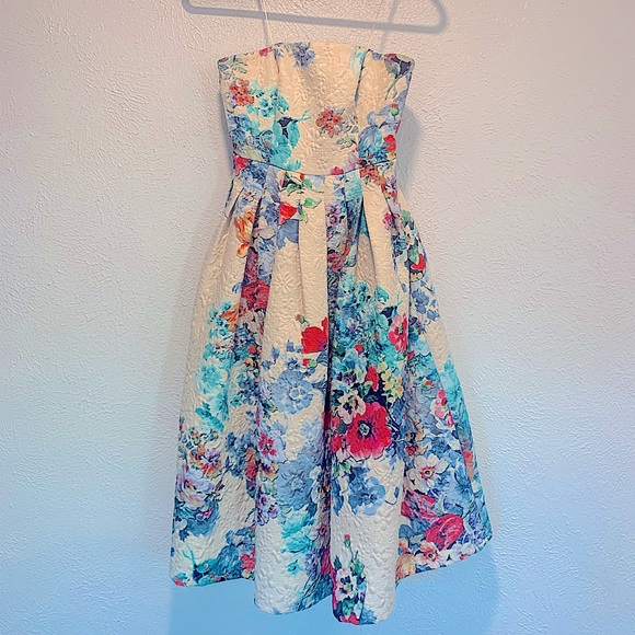 Cynthia Rowley Anthropologie Strapless Quilted Floral Tea Dress with Pockets New - Picture 4 of 16